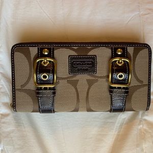 Double buckle Coach logo wallet
